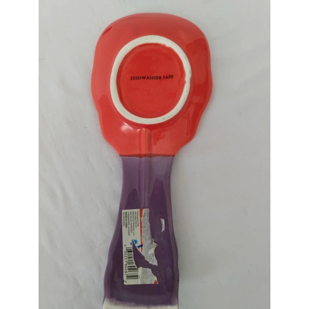 Sugar Skull Spoon Rest Halloween Decor Red & Purple Dia de Los Muertos Kitchen
